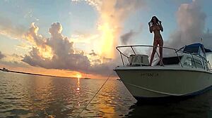 Flashing tits on a boat outdoors! 🚢😏