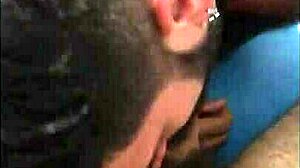 i suck my boy's hairy cock while he jerks me off at home