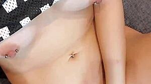 Teen girl enjoys passionate selfie masturbation after university lessons with fingering