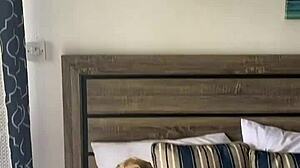 Is that blondie fucking her hairy pussy hard with a blowjob?