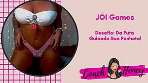 Prostitute guides jerk off in joi game challenge with fun twists. 😈🎮