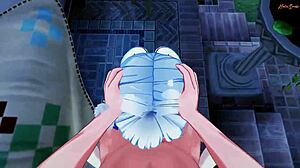 i watch emilia get pov fucked and filled with cum in re zero hentai, it's so cute and intense