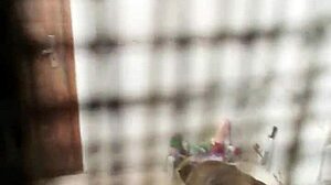 someone is spying in the bathroom that evening.