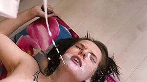 I fucked my wet girlfriend hard, sucking her tits