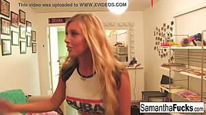 samantha saint masturbates in black light.