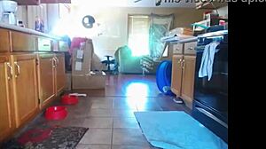 Tricky Syren Teases Herself Sensually in Kitchen