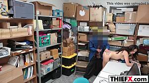 Foxy teen burglar thief gets punished with hardcore blowjob and ass fucking in garage