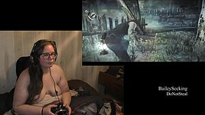 Naked woman plays evil within game with piercings and tattoos