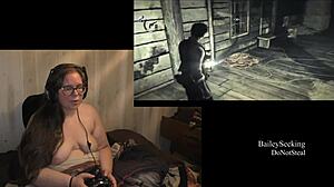 Naked woman plays evil within game with piercings and tattoos