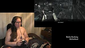 Naked woman plays evil within game with piercings and tattoos