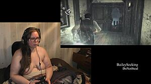 Naked woman plays evil within game with piercings and tattoos