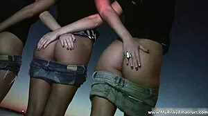 i saw this group of cute chicks with nice tits touching each other, it was so hot and fun