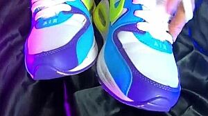 Cute Blonde Girlfriend Shows Homemade Nike Air Shoes And Feet Fetish