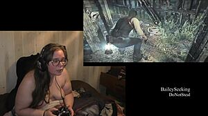 Naked woman plays evil within game with piercings and tattoos