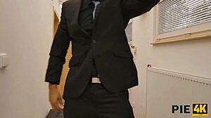 The guy spotted his blonde girlfriend's kinky tattoo and couldn't resist, leading to a bareback creampie session