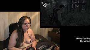 Naked woman plays evil within game with piercings and tattoos