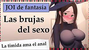 Shy witch craves intense anal JOI in Spanish