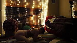 lesson 65 turns into a steamy bikini yoga session with a hairless mommy and her big pussy lips.