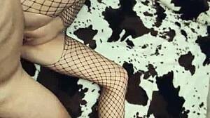 In EROTIC mesh bodysuit and HEELS, FUCKING couple close-up