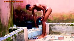 I fingered slim Maria's tits during hot doggy sex with her big ass in the local ghetto.