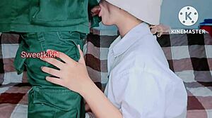 Thai College Girl Sucks Boyfriend's Cock For Cumshot