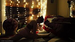 lesson 65 turns into a steamy bikini yoga session with a hairless mommy and her big pussy lips.