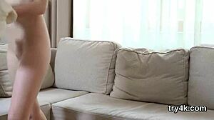 Cuddly chick blows cock in pov.