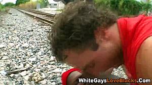 Interracial Hunk Jizzes Hard In Public