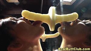 Booty skanks get assfucked and gagged deeply with toys