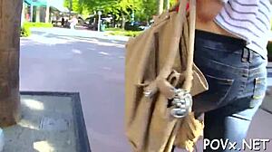 teenie starts with sloppy blowjob for wild doggystyle sex