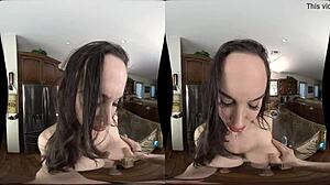 Horny Brunette Milf Blows Husband's Cock in Reality