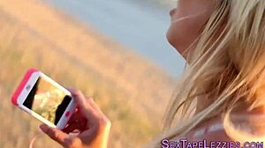 Lesbian blondes make homemade movie with fingering and oral 😍