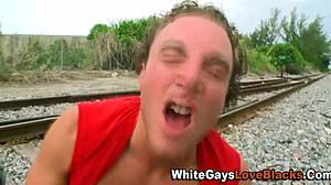 Interracial Hunk Jizzes Hard In Public