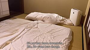 Petite Asian couple rides passionately in Kyoto