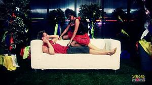 Ladybug in stockings wakes him for deepthroat on his big cock during intense session