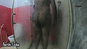 indian couple having sex in hotel bathroom with blowjob