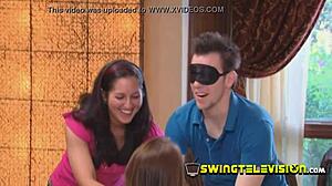 Horny swingers are partying and playing sex games before they orgy