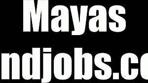 nude brunette having fun in bed, blowjob and handjob leading to two cumshots 😍