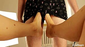 Amateur Footjob Delights with Cum on Sexy Soles