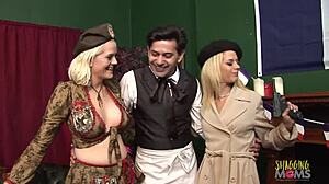 Conversational-Emoji French guy convinces two blondes to hook up! 😍