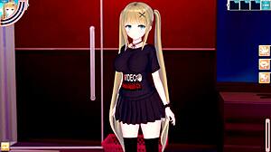 【エロゲーコイカツ！ セックス特化 】 金髪爆乳ギャルjkエレノア オリキャラ と開脚正常位、後背位、腕引っ張り後背位、騎乗位３dcgエロアニメ動画