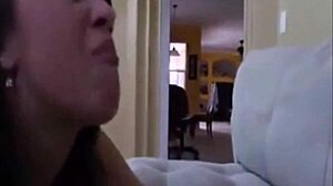 amiee swallows cum while step mom guides her