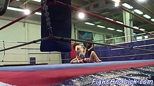 Wrestling babes shake their big asses