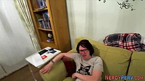 the leeds nerd feels excited as he bangs and cums for the first time. tricked in a group reality setting