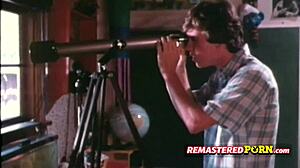 Retro Teen 18+ Spies on Horny Couple with Telescope