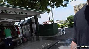 blonde babe fucks customers at the car wash! so sexy and hot?