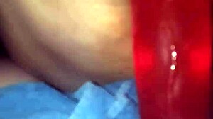 bbw milf riding big red dildo on her fat ass