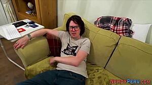 the leeds nerd feels excited as he bangs and cums for the first time. tricked in a group reality setting