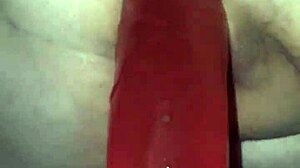 bbw milf riding big red dildo on her fat ass