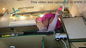 I love the way this sexy virgin spreads her legs while serving customers